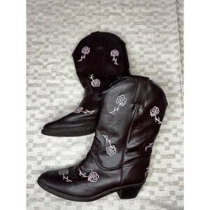 Candies Floral Brown Cowboy Boots